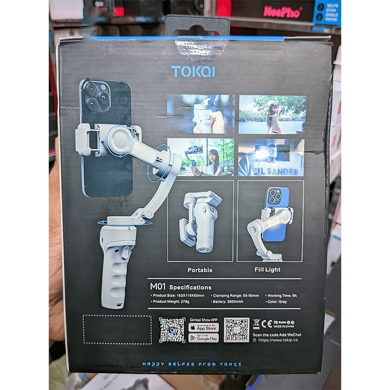 Picture of TOKQI M01 Handheld gimbal 3-axis stabilizer AI face following camera stand mobile phone holder