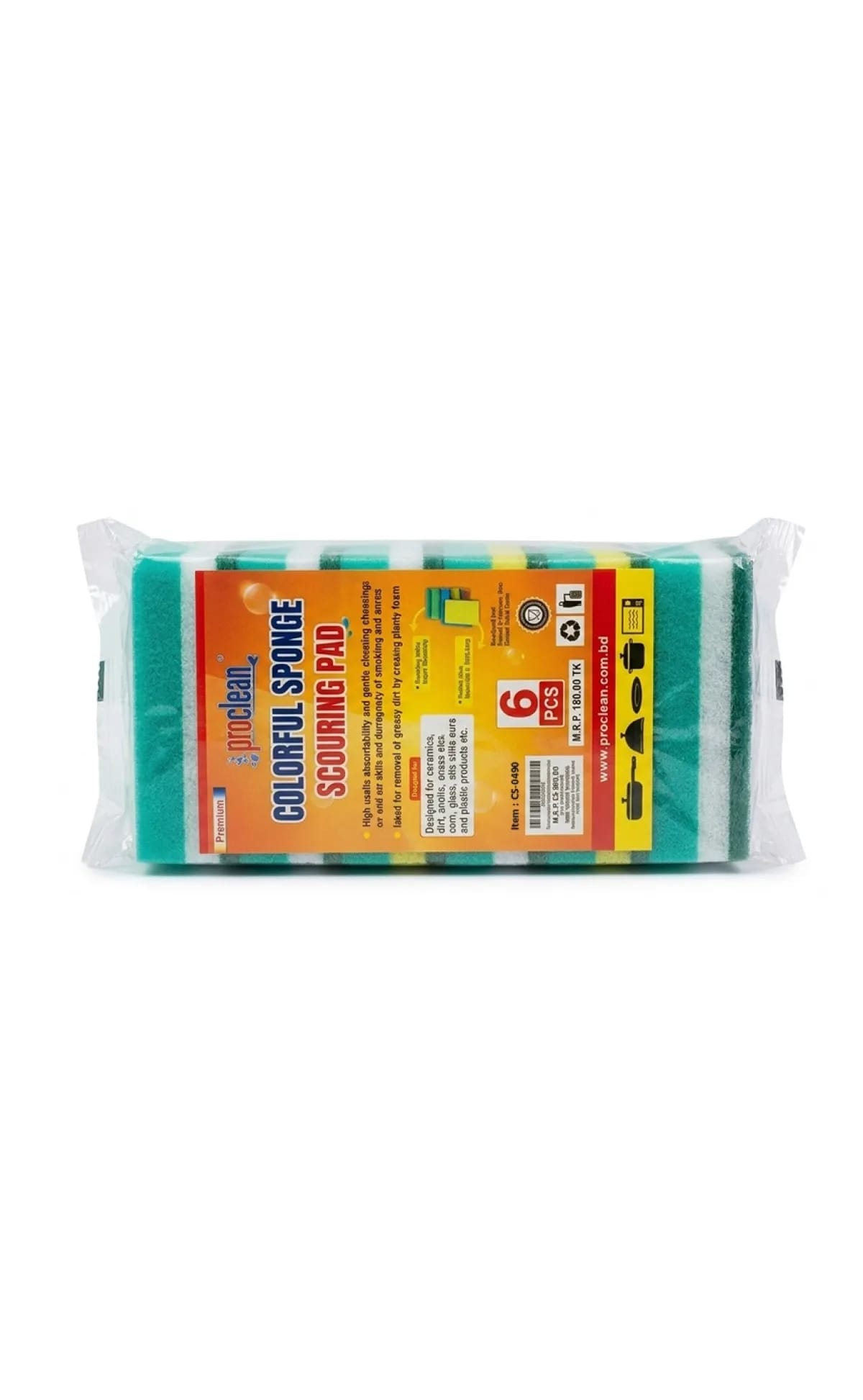 Picture of 6 Pcs Big Cleaning Scrub Sponge Colorful Double-Face Sponge Scouring Pad_CS-0490-6
