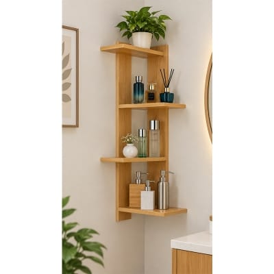 Picture of Moumi Furniture and Home Decor Vertical 4 Tier Melamine Board Wall Shelf