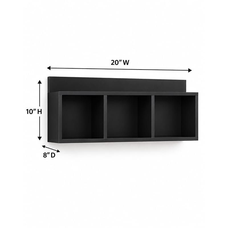 Picture of Moumi Furniture and Home Decor Wall Mounted 3 Compartment Melamine Board Display Shelf