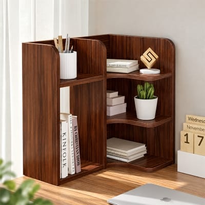 Picture of Moumi Furniture and Home Decor Corner Melamine Board Display Shelf with Multiple Open Compartments