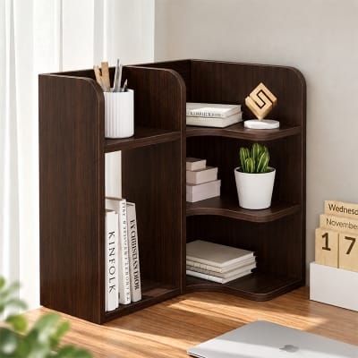 Picture of Moumi Furniture and Home Decor Corner Melamine Board Display Shelf with Multiple Open Compartments