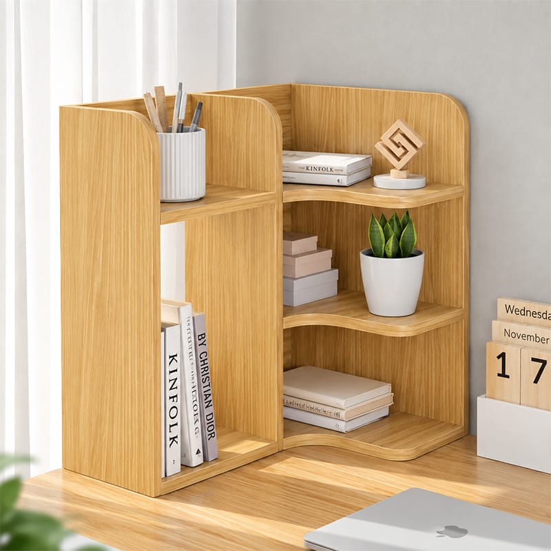 Picture of Moumi Furniture and Home Decor Corner Melamine Board Display Shelf with Multiple Open Compartments