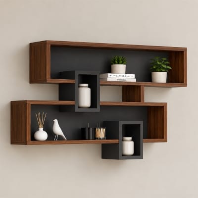 Picture of Moumi Furniture and Home Decor Modern Two Level Melamine Board Wall Display Shelf