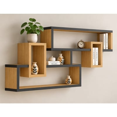 Picture of Moumi Furniture and Home Decor Geometric Laminated Board Wall Display Shelf