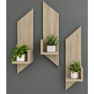 Picture of Moumi Furniture and Home Decor 3 Piece Angled Melamine Board Wall Display Shelf Set