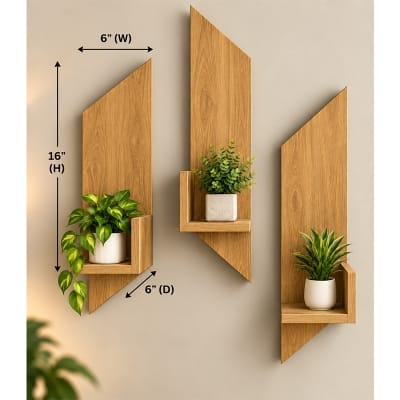 Picture of Moumi Furniture and Home Decor 3 Piece Angled Melamine Board Wall Display Shelf Set