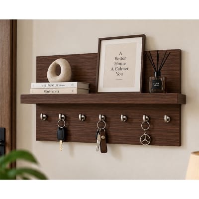 Picture of Moumi Furniture and Home Decor Wall Mounted Melamine Board Key Holder with Display Shelf