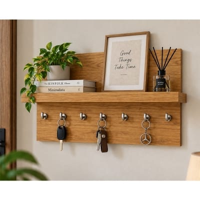 Picture of Moumi Furniture and Home Decor Wall Mounted Melamine Board Key Holder with Display Shelf