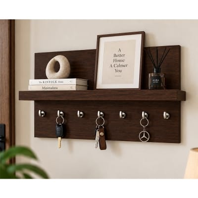 Picture of Moumi Furniture and Home Decor Wall Mounted Melamine Board Key Holder with Display Shelf