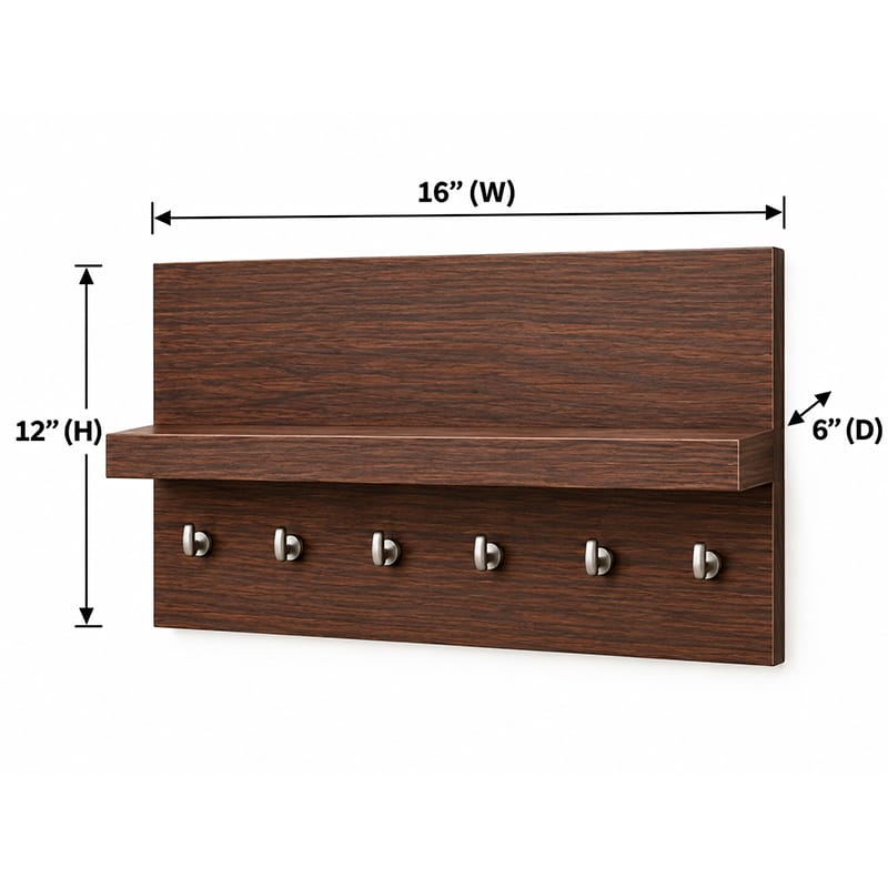 Picture of Moumi Furniture and Home Decor Wall Mounted Melamine Board Key Holder with Display Shelf