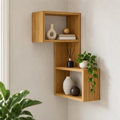 Picture of Moumi Furniture and Home Decor Zigzag Laminated Board Wall Display Shelf