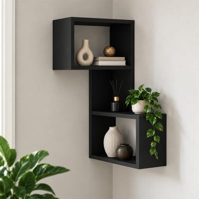 Picture of Moumi Furniture and Home Decor Zigzag Laminated Board Wall Display Shelf