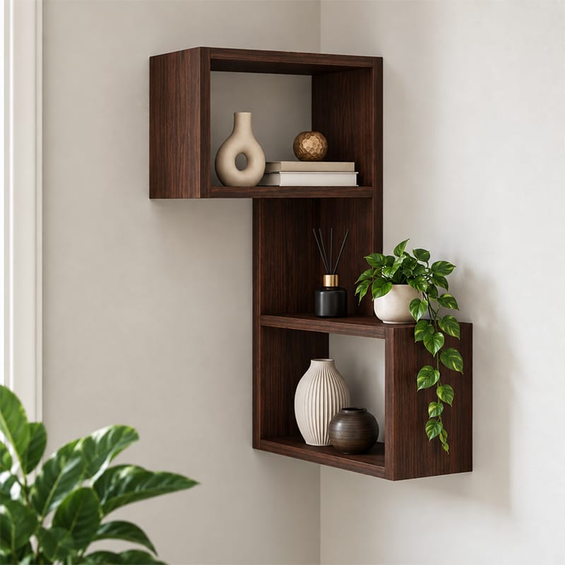 Picture of Moumi Furniture and Home Decor Zigzag Laminated Board Wall Display Shelf