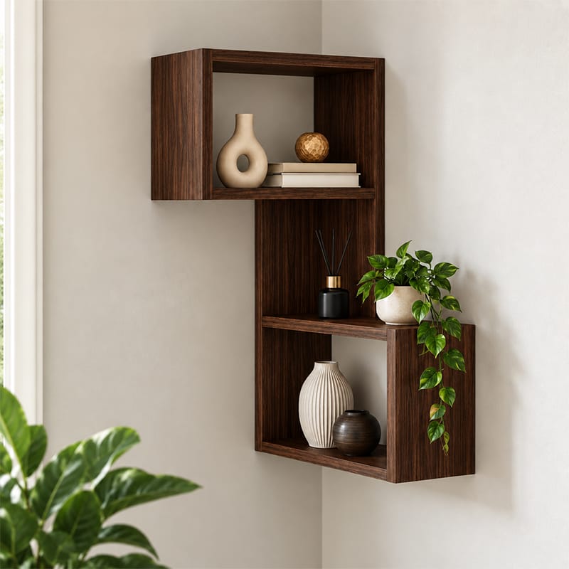 Picture of Moumi Furniture and Home Decor Zigzag Laminated Board Wall Display Shelf
