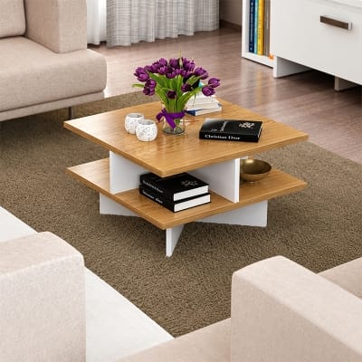 Picture of Moumi Furniture and Home Decor Modern 2 Tier Melamine Board Coffee Table