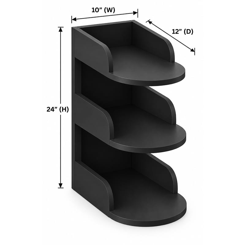 Picture of Moumi Furniture and Home Decor 3 Tier Melamine Board Curved Side Table