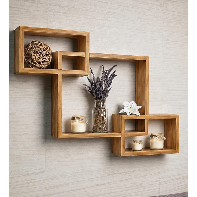 Picture of Moumi Furniture and Home Decor Geometric Melamine Board 3 Section Wall Display Shelf