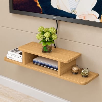 Picture of Moumi Furniture and Home Decor 2 Tier Melamine Board Wall Mounted TV Shelf