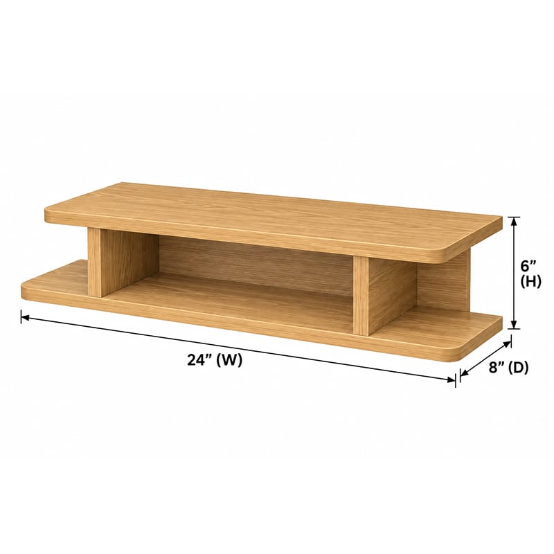 Picture of Moumi Furniture and Home Decor 2 Tier Melamine Board Wall Mounted TV Shelf