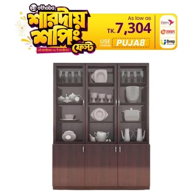 Picture of Showcase With Crockery Display Unit with 3 door Storage Cabinet  - Modern Home Furniture M1