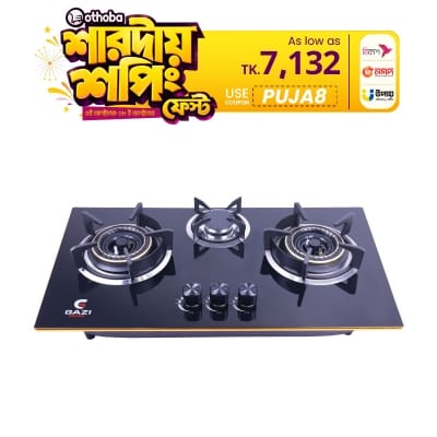 Picture of Gazi Smiss Triple Burner Glass Body Gas Stove EG-B712G