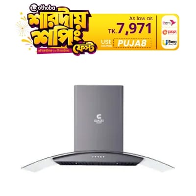 Picture of Gazi Smiss Kitchen Hood - EG-520B6 with 3 Speeds Push switch and top front glass 900mm