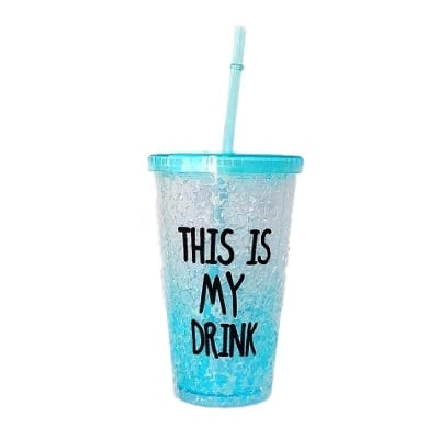 Picture of Juice Mug  Juice Jar   Ice Crushed Designed Juice Glass  With Straw - Coffee Mug-Multicolor