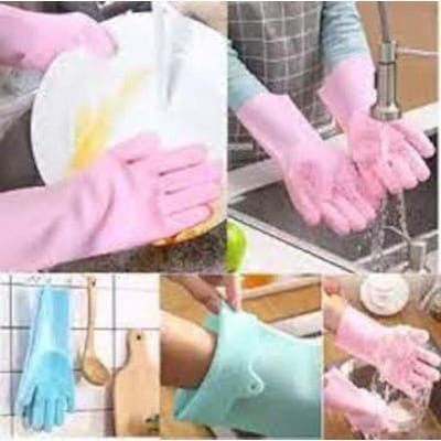 Picture of High Quality Silicone Dish Washing Kitchen Hand Gloves - Hand Gloves - Hand Gloves - Hand Gloves-Multicolor