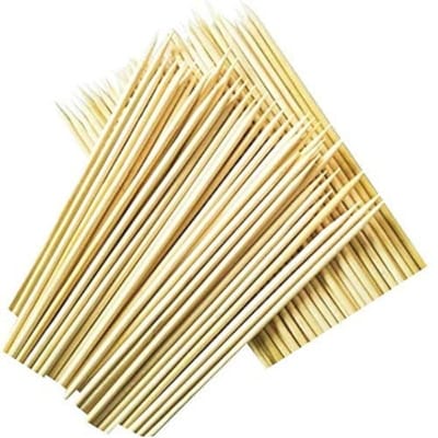 Picture of Bamboo Wooden skewers Stick for Kabab,Paneer Tikka,seekh,Barbeque and Grilling - 8 Inch (Pack of 100)-Brown
