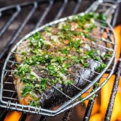 Picture of Small Stainless Steel Barbecue fish net grilled fish clip large fish BBQ net-SILVER