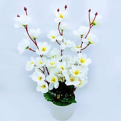 Picture of Artificial Flower Balcony Potted Plant Flowers Bouquet Wedding Home Garden Decor-White