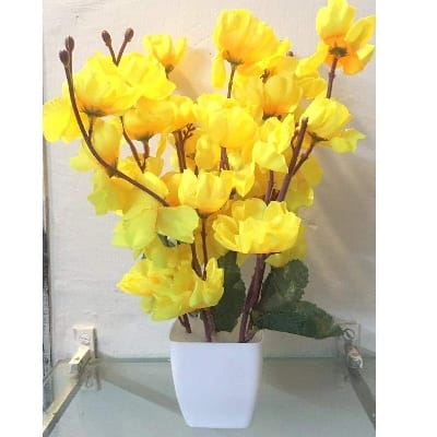 Picture of Artificial Flower Balcony Potted Plant Flowers Bouquet Wedding Home Garden Decor-Yellow