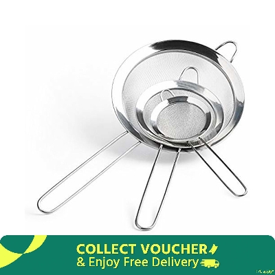 Picture of Chakni/Tea Strainer/Fine Mesh Stainless Steel Strainers -3 Pcs set Small, medium, big-Silver