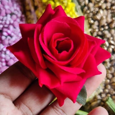 Picture of Artificial Rose Flower large size for making jewelry or Decoration-2 pcs-RED