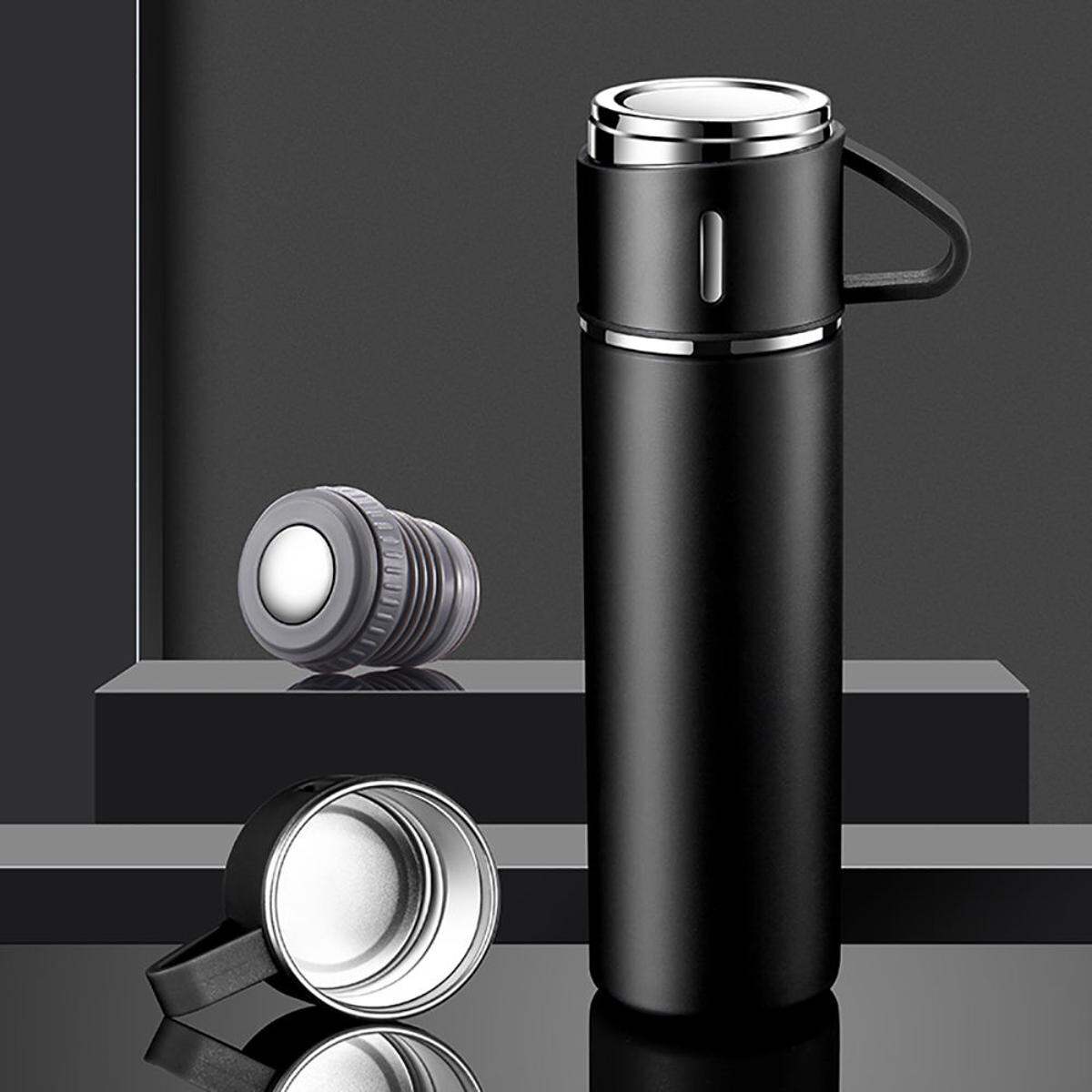 Picture of Steel Vacuum Flask Set with 3 Steel Cups Combo- 500ml with Box- Keeps HOT/Cold Ideal present for Any Especially Birthday or celebration occasion - Housewarming-Multicolor