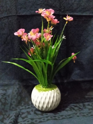 Picture of Artificial flower & plant in plastic pot for Decoration-Pink