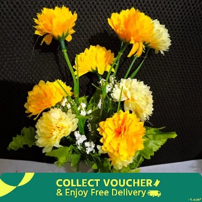 Picture of Artificial Flower Balcony Potted Plant Flowers Bouquet Wedding Home Garden Decor-Yellow