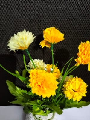 Picture of Artificial Flower Balcony Potted Plant Flowers Bouquet Wedding Home Garden Decor-Yellow