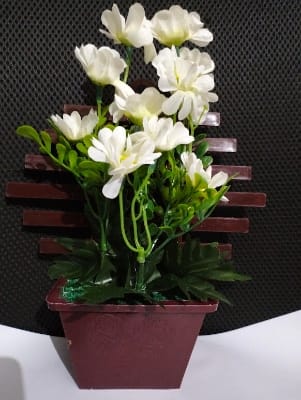 Picture of Artificial Flower Balcony Potted Plant Flowers Bouquet Wedding Home Garden Decor-White