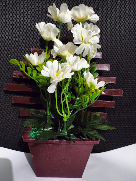 Picture of Artificial Flower Balcony Potted Plant Flowers Bouquet Wedding Home Garden Decor-White