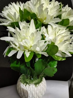 Picture of Artificial Flower Balcony Potted Plant Flowers Bouquet Wedding Home Garden Decor-White