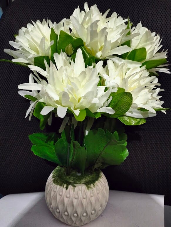 Picture of Artificial Flower Balcony Potted Plant Flowers Bouquet Wedding Home Garden Decor-White