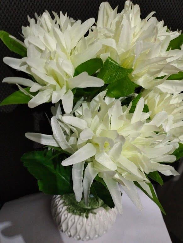 Picture of Artificial Flower Balcony Potted Plant Flowers Bouquet Wedding Home Garden Decor-White