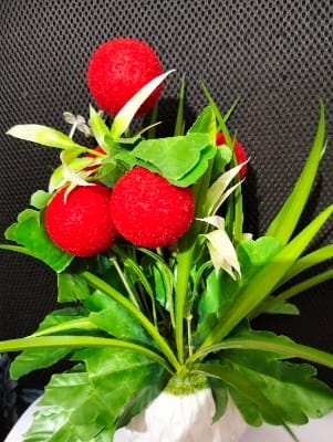 Picture of Artificial Flower Balcony Potted Plant Flowers Bouquet Wedding Home Garden Decor-Red