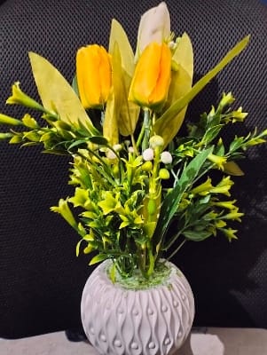 Picture of Artificial Flower Balcony Potted Plant Flowers Bouquet Wedding Home Garden Decor-Yellow
