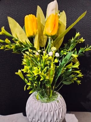 Picture of Artificial Flower Balcony Potted Plant Flowers Bouquet Wedding Home Garden Decor-Yellow