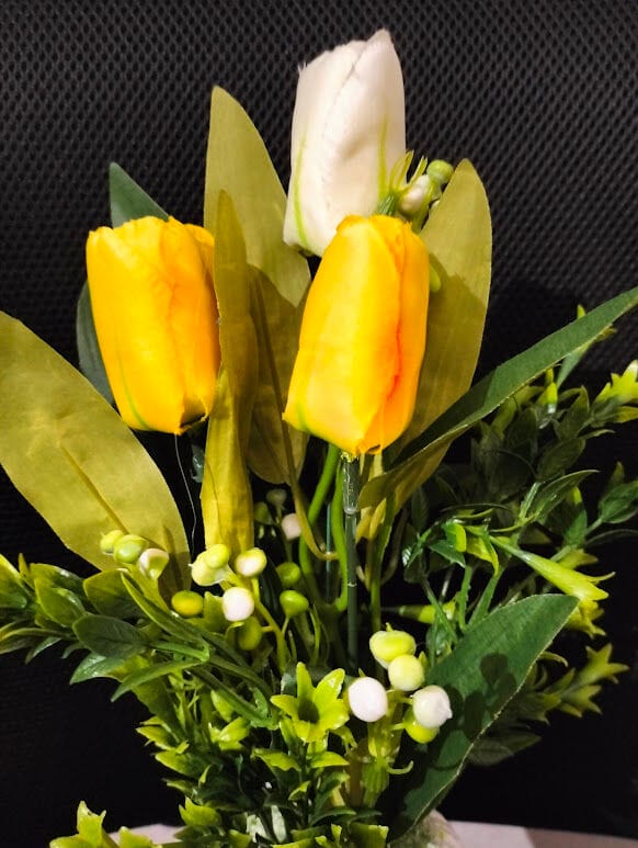 Picture of Artificial Flower Balcony Potted Plant Flowers Bouquet Wedding Home Garden Decor-Yellow