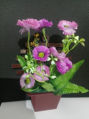 Picture of Artificial Flower Balcony Potted Plant Flowers Bouquet Wedding Home Garden Decor-Purple