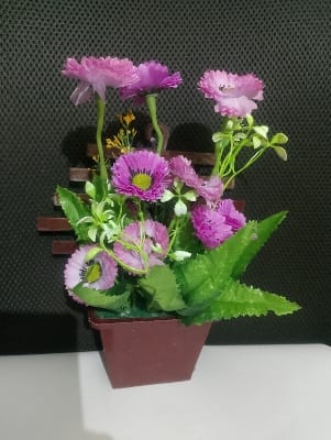 Picture of Artificial Flower Balcony Potted Plant Flowers Bouquet Wedding Home Garden Decor-Purple